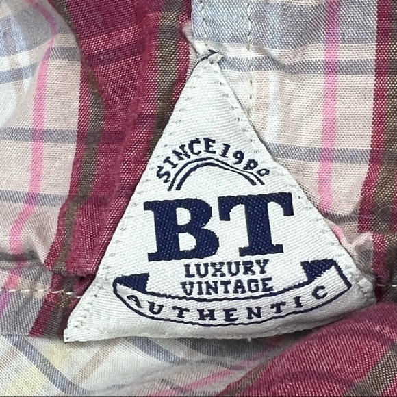 Men’s Large Boston Traders Beige Plaid Long Sleeve Cotton Button Down Shirt - Picture 7 of 10